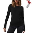 thumbnail image 1 of Yuyuzo Chandails à Manches Longues pour Femmes, Couche de Base Thermique Légère, T-Shirts à Col Rond, Hauts Chauds et Confortables avec Chaussettes, 1 of 7