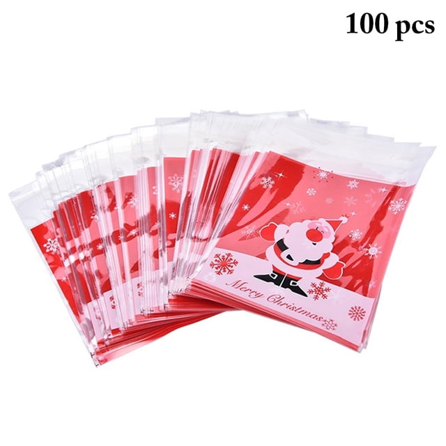 100PCS Christmas Treat Bags Creative Patterns Cookie Bags Candy Treat Bags