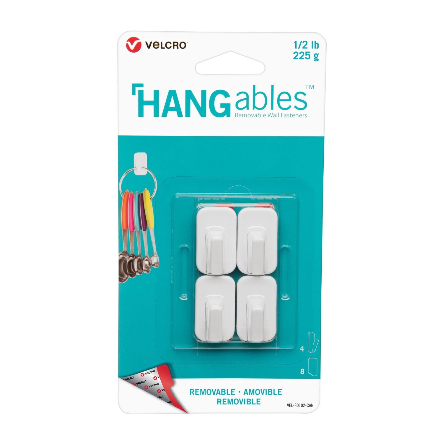 VELCRO BRAND HANGables Micro crochet amovible 1/2 lb. blanc. 4 cts.