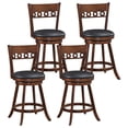 thumbnail image 1 of Gymax 4PCS 24.5'' Counter Height Bar Chairs Swivel Bar Stools w/ Rubber Wood Frame, 1 of 1