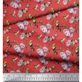 thumbnail image 3 of Soimoi polyester Crepe Fabric Hummingbird,Leaves & Rose Floral Print Fabric by the Yard 52 Inch Wide, 3 of 3