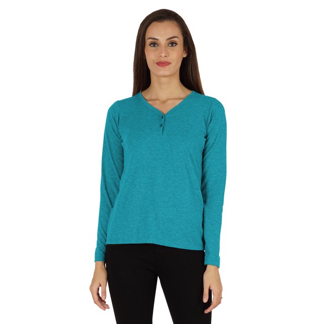 Inkmeso Solid Button Henley T-shirt For Womens Casual BasicLong SleeveTee T-shirts