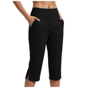 Yammkia Leggings for Women Butt Lifting Smooth Anti Tummy Control High Waist Tummy Control Yoga Pant Knee Length Leggings with Pockets(Black,XXXL)