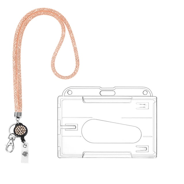 Cosmug Bling Crystal Rhinestone Lanyard Keychain | Sparkly Id Badge Holder for Women & Kids | Adjustable Neck Strap for Keys, Wallet & Cards | Teacher Student Accessory, F