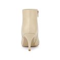 thumbnail image 3 of BLISSFUL STEP Women's Pointed Toe Zipper Stiletto Heels Ankle Boots Beige 9, 3 of 8