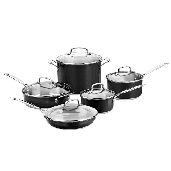 Cuisinart Batterie de Cuisine en Acier Inoxydable Métallique Noir, 10 Pcs