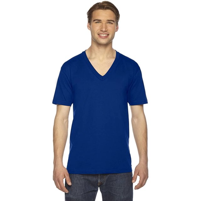 American Apparel Chemise Unisexe à Manches Courtes Col en V, TP, Lapis