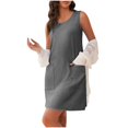 thumbnail image 1 of Ovzne Robes d'Été pour Femmes Robe de Plage Mode pour Femmes Robe Décontractée Unie Robe à Poches Robe Débardeur Robe Longue Robe de Vacances Liquidation, 1 of 6
