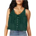 thumbnail image 1 of Timegard Tank Top for Women Lace U Neck Drawstring Sleeveless Ruched Button Summer Fashion Casual Tee, 1 of 5