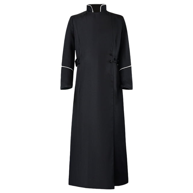 Penkiiy Robe de Prêtre pour Hommes Liquidation Hommes Uni Halloween Robe de Prêtre à Manches Longues Robe Cosplay Manteau Robe de Prêtre Noire Robe