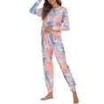 thumbnail image 4 of DPTALR Women Tie-Dye Print Long-Sleeved Trousers Pajama Set Two-Piece, 4 of 4