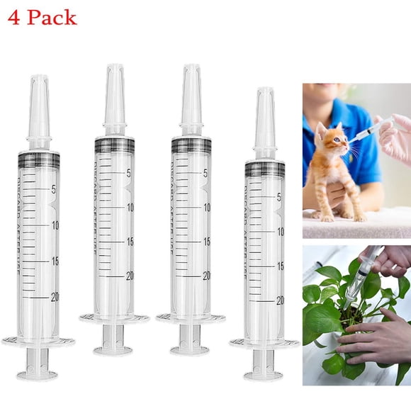 SUTENGDA 4 Pack 20ml Large Plastic Syringe Liquid Measuring Syringes Without Needle for Epoxy Resin Craft Scientific Labs Feeding Pets Animals Oil or Glue Applicator