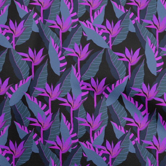 oneOone Polyester Spandex Navy Blue Fabric Floral Sewing Craft Projects Fabric Prints By Yard 56 Inch Wide