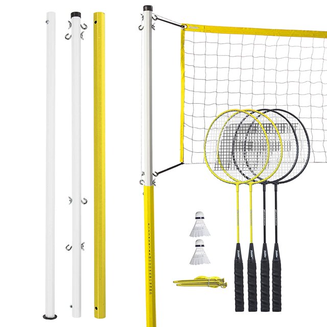Franklin Sports Easy Assembly Full Size Outdoor Family Badminton Set, Yellow