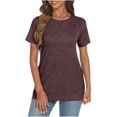 thumbnail image 1 of LUOGENLI T-shirts pour Femme pour Femmes Femmes Été Manches Courtes Léger Doux Col Rond T-Shirt Manches Courtes Hauts Vêtements T-shirts pour Femmes T-shirts Graphiques T-shirts d'Été Vêtements d'Été Rouge P, 1 of 9