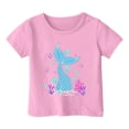 thumbnail image 2 of T-shirts pour Filles, Imprimé Graphique Océan Mignon, Manches Courtes, Hauts Amples, Rose 2-3 Ans, 2 of 3