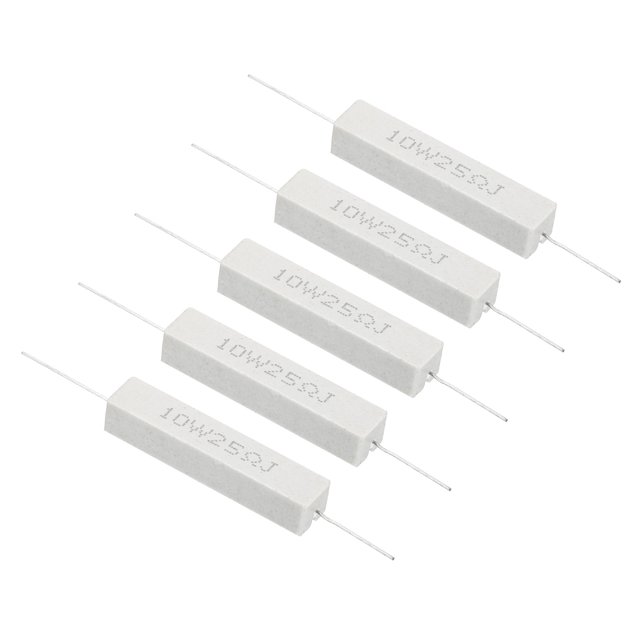Unique Bargains 5Pcs 25 Ohm Resistors, 10W Ceramic Cement Resistor Power Cement Resistor Kit Tolerance 5% for Power Adapters Audio