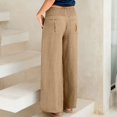 thumbnail image 4 of Pantalons en Coton et Lin pour Femmes Large Large Taille avec Poches, 4 of 7