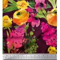 thumbnail image 1 of Soimoi Pink Poly Georgette Fabric Leaves & Floral Printed Fabric 1 Yard 52 Inch Wide, 1 of 3