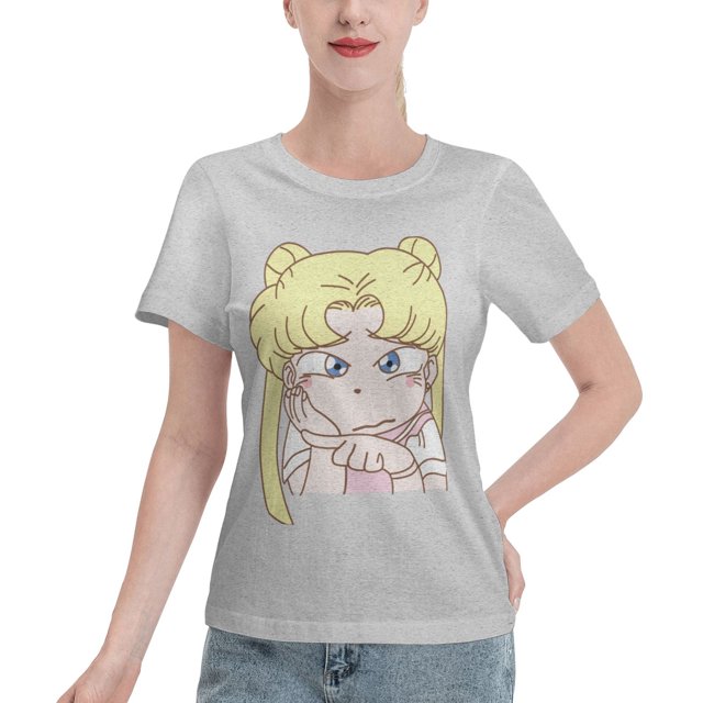 T-Shirt Basique à Manches Courtes pour Femmes Sailor Moon Édition Q Tsukiha