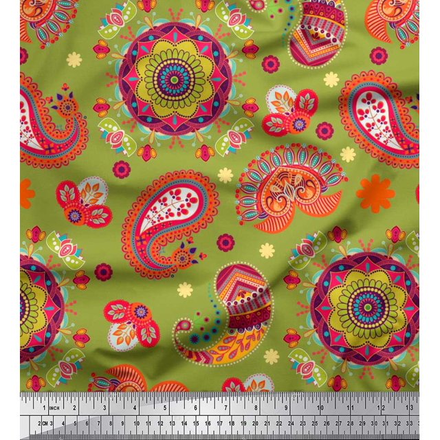 Soimoi Rayon Fabric Mandala & Paisley Ethnic Decor Fabric Printed Yard 56 Inch Wide