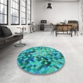 thumbnail image 4 of Ahgly Company Tapis d'Intérieur Lavable à la Machine, Carré, Transitionnel, Vert Cyan Foncé, Tapis de Zone, 5 Pieds Carré, 4 of 7