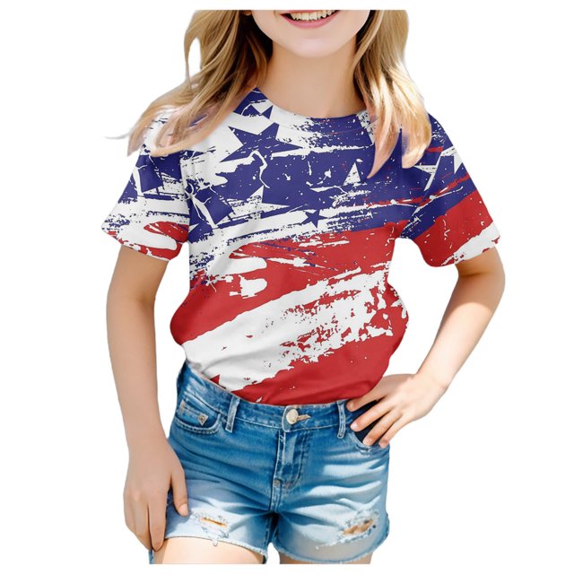 TZEWGL Chemise Décontractée d'Été à Manches Courtes Col Rond Imprimé Graphique Basique pour Enfant Blouse pour Nouveau-Nés Taille 12-13T