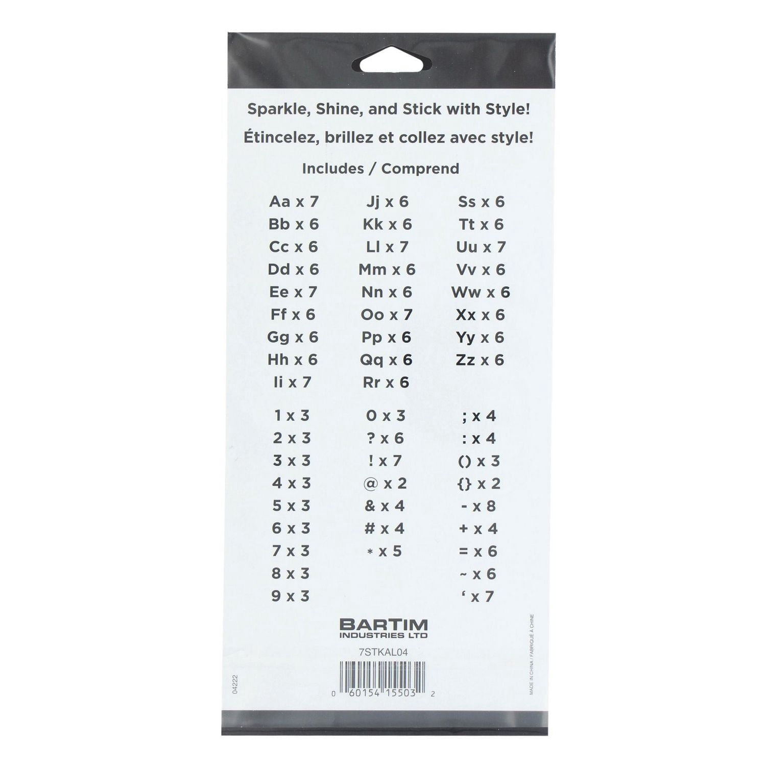 CRAFTY & CO. Alphabet Stickers Black, 518 pcs, 2 Sheets, Rainbow