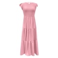 thumbnail image 3 of Summer Dress for Women with Sleeves Womens Summer Solid Color Temperament Flying Sleeves Large Skirt Mid Length Dress Summer Dress with Sleeves for Women Mid Length Dress for Women, 3 of 7