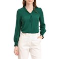 thumbnail image 1 of INSPIRE CHIC Blouse à Col en V pour Femme à Ourlet Rond Haut à Manches Longues m Vert, 1 of 6