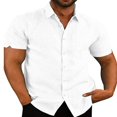 thumbnail image 1 of Chemise à Manches Courtes pour Homme, Boutonnée, Col Évasé, Hauts Unis, 1 of 5