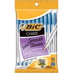 BIC Cristal Stylos à bille extra lisses, point moyen (1.0 mm), Couleurs assorties, 10-Count Pack, Stylos à bille extra lisses et fiables