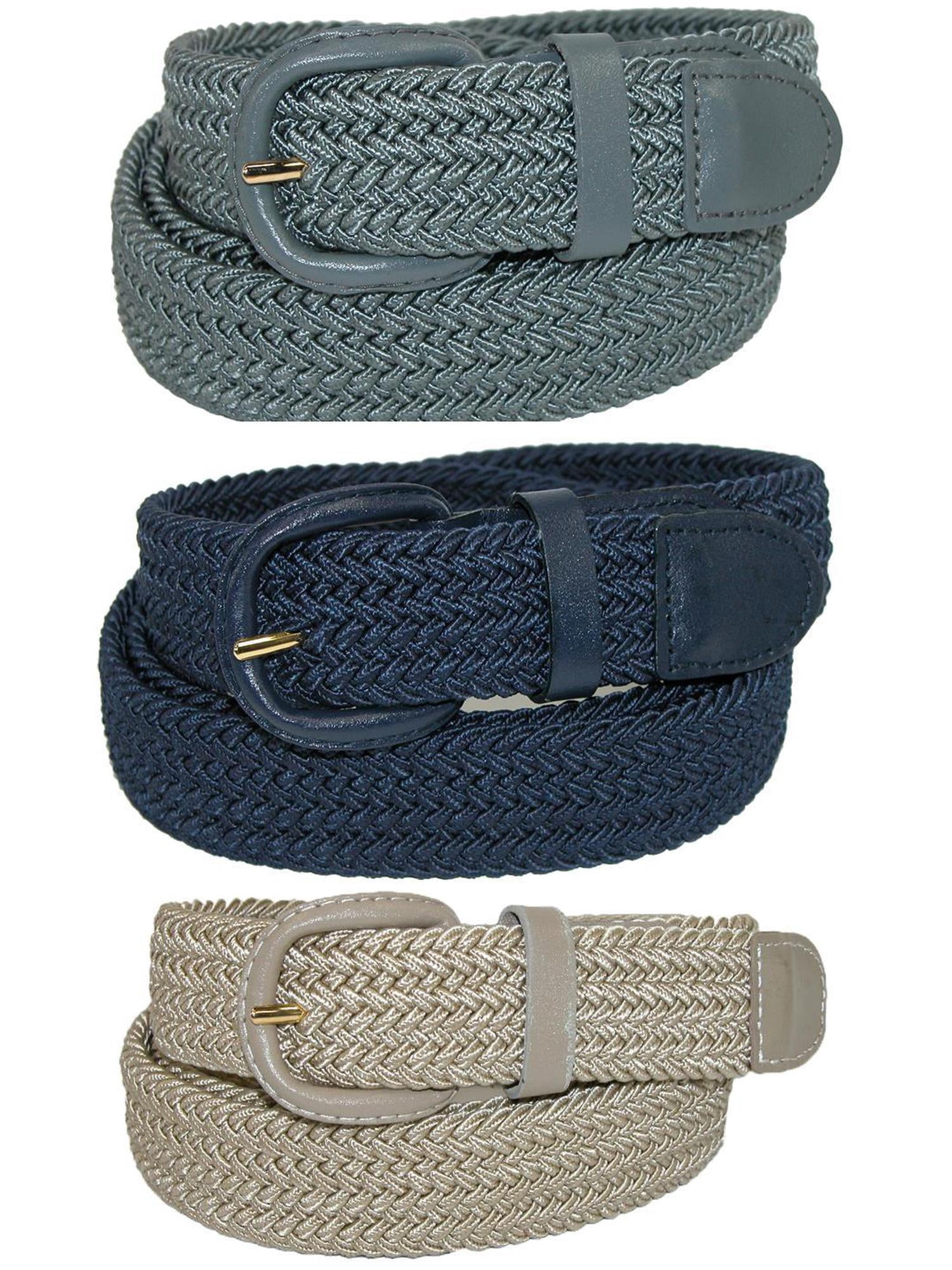 CTM®  Elastic Braided Stretch Belt (Pack of 3 Colors) (Men's)