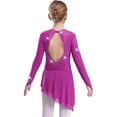 thumbnail image 2 of RUNQHUI Robe de Patinage Artistique à Manches Longues pour Filles, Scintillante, Dos Nu, Danse Lyrique Moderne, Rose Vif, 10, 2 of 5