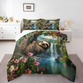 thumbnail image 2 of Erosebridal 3D Sloth Bedding Full Comforter Set, Pink Flower Down Comforter, Animal Print Decor, Reversible 3-Piece, 2 of 7