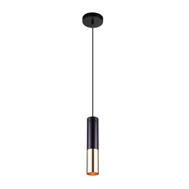 1 Light Down Mini Pendant with Matte Black & Satin Gold finish