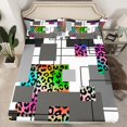 thumbnail image 2 of YST Abstract Geometric Sheet Set Rainbow Leopard Print Bed Sheets King For Kids Adults Stripes Cheetah Skin Grids Sheets Wildlife Safari Animal Geometry Fitted Sheet Flat Sheet 4 Pcs, 2 of 5