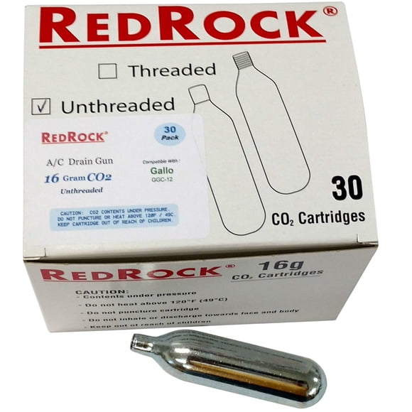 Gift Boutique 16 Gram CO2 Cartridges Unthreaded - For Gallo Drain AC Line Cleaner 30 Pack