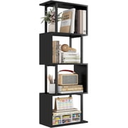 Tier Geometric Bookcase  S Shaped Bookshelf  Wood Decorative Storage Shelving  Modern Freestanding Display Shelves  Tall Book Shelf Unit for Living Room Bedroom