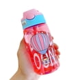 thumbnail image 4 of 480ML Water Bottle for School Kids Girls Boys  Portable Cartoon Patterns Print Water Bottle with Straw for Toddler Kids, 4 of 5