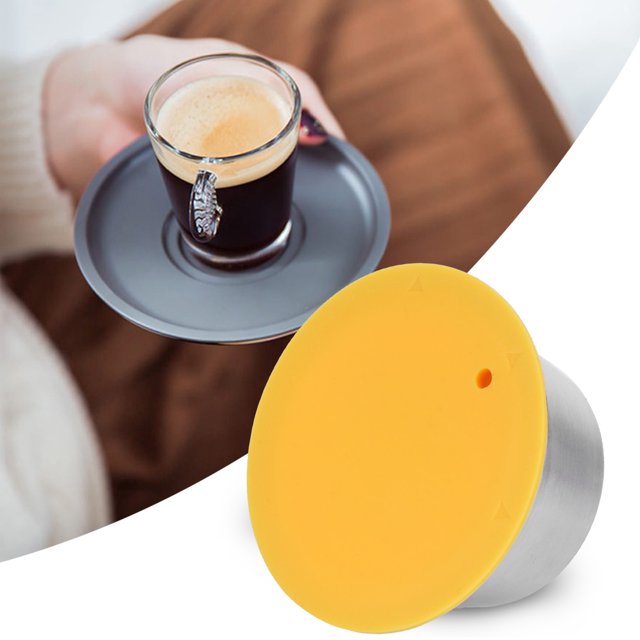 Reusable Stainless Steel Coffee , Refillable Pod with Pressed Powder Cover for Machines, Easy to Clean, Brews Delicious Coffee,