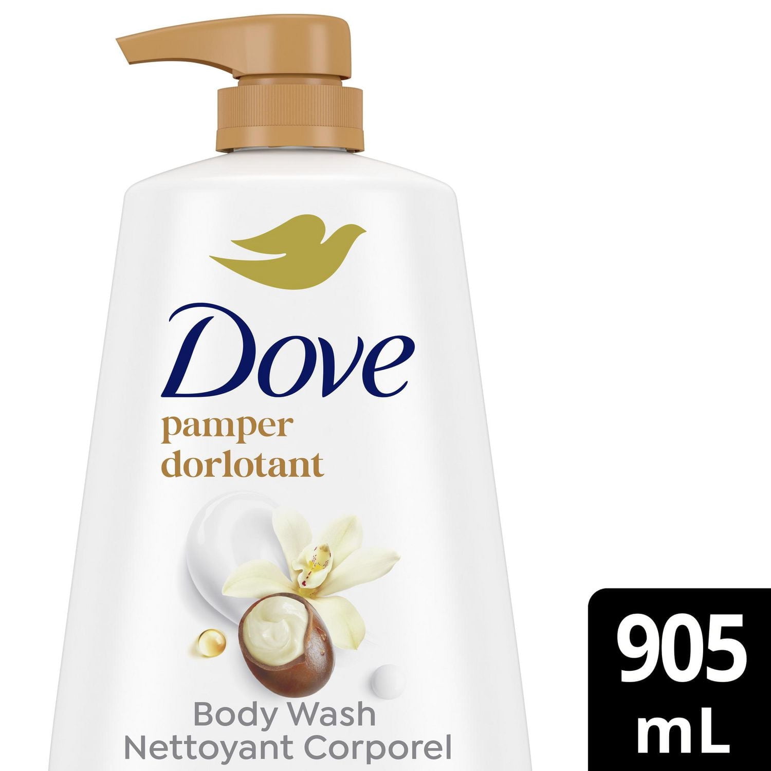Dove Nettoyant Corporel Beurre de Karité + Vanille Dorlotant Hydratant, 905 ml