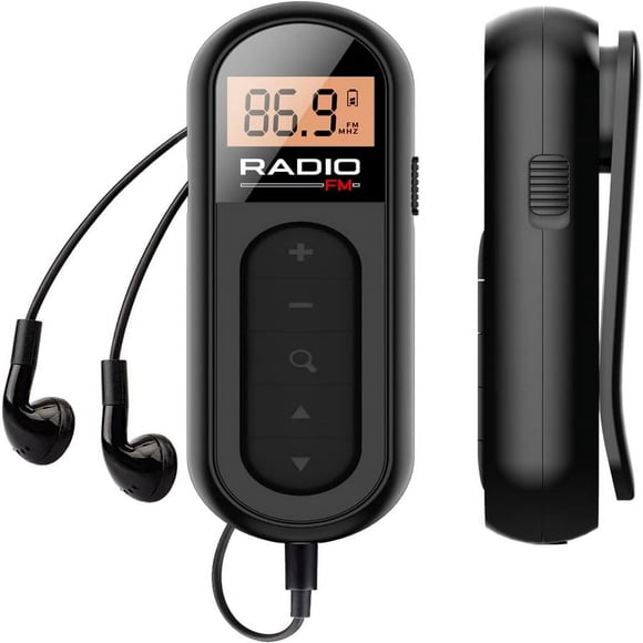 YOPTOP Personal Portable Pocket FM Radio Rechargeable Transistor Walkman Radio with Best Reception Long Battery Life Stereo Headphones Belt Clip for Hiking Walking Jogging