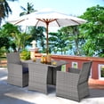 thumbnail image 3 of Patiojoy 3PCS Patio Rattan Furniture Set Outdoor Wicker Table & Chair Set w/Cushions Navy, 3 of 6