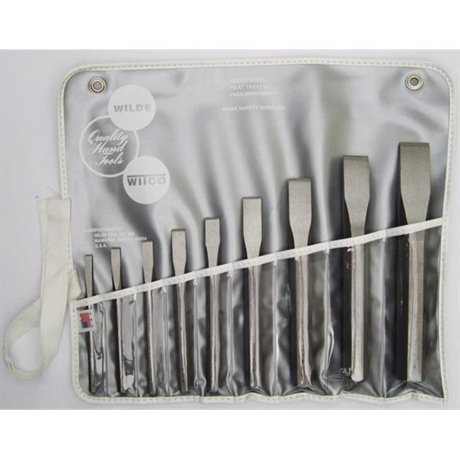 5-Piece Cold Chisel Set Natural Finish-Vinyl Pouch
