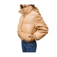 thumbnail image 4 of FOCUSNORM Women Juniors Long Sleeve Stand Collar Solid Color Cropped Puffer Jackets, 4 of 7