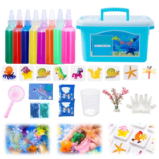 C Hydrogel Home Diy Kit For Kids With Multiple Molds And Color Bottles, Sensory Play Slime Making Activity, Creative Fun, 420Ml