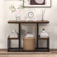thumbnail image 2 of Costway Table Console Rustique pour Téléviseurs de 50 Pouces Table de Canapé Industrielle avec Étagères de Rangement Ouvertes Brun Rustique, 2 of 10