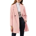 thumbnail image 1 of INSPIRE CHIC Women's Double Breasted Lapel Raglan Long Sleeve Mid Length Overcoat M Light Pink, 1 of 8