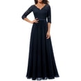 thumbnail image 2 of Faithtur Nouvelle Mode Femmes Longue Robe Couleur Unie Patchwork Dentelle V-Cou à Manches Mi Dos Sans Fermeture Éclair Robe Féminine, 2 of 5